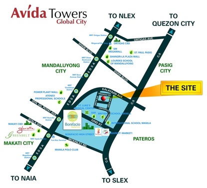 Avida Towers BGC 9th Avenue Location and Vicinity Map
